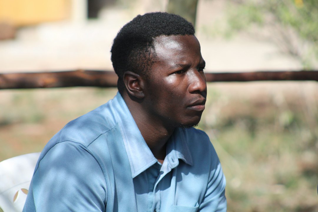 Man listening attentively during a conversation